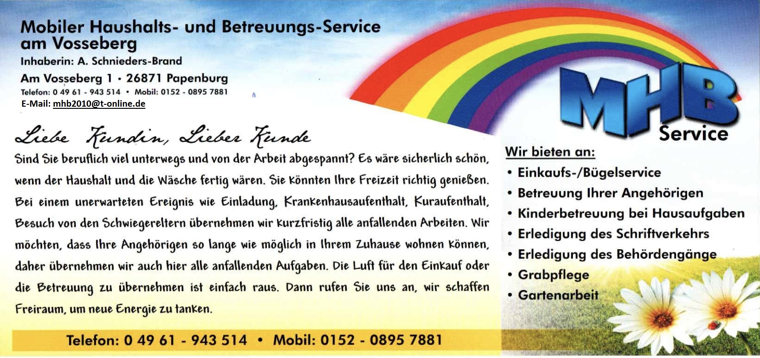 MHB Mobiler Haushalts- und Betreuungsservice Am Vosseberg